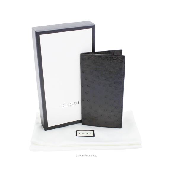 🔴 Gucci Long Wallet - Olive Brown Ostrich Leather - Picture 1 of 8